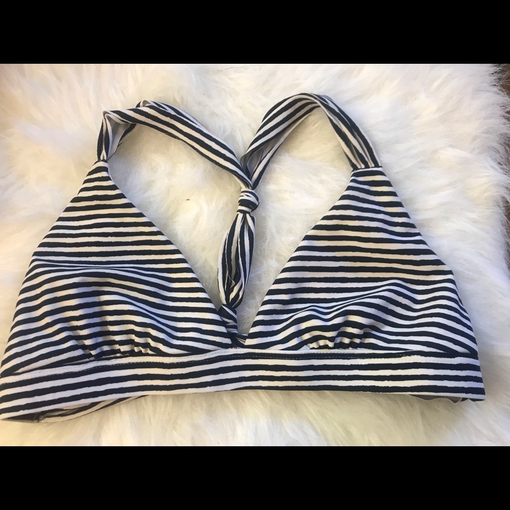 baby blue and white striped bikini top!